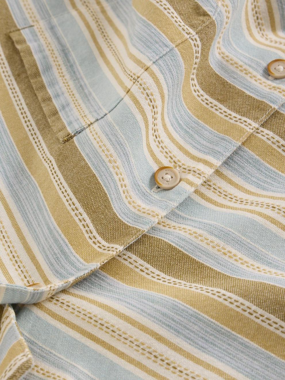 Horizontal SS Stripe Collar Shirt in BLUE MLT - FLAT DETAIL