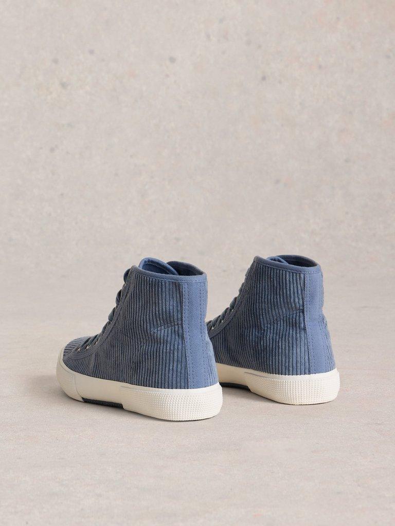Pippa Cord HiTop Trainer in MID BLUE - FLAT BACK
