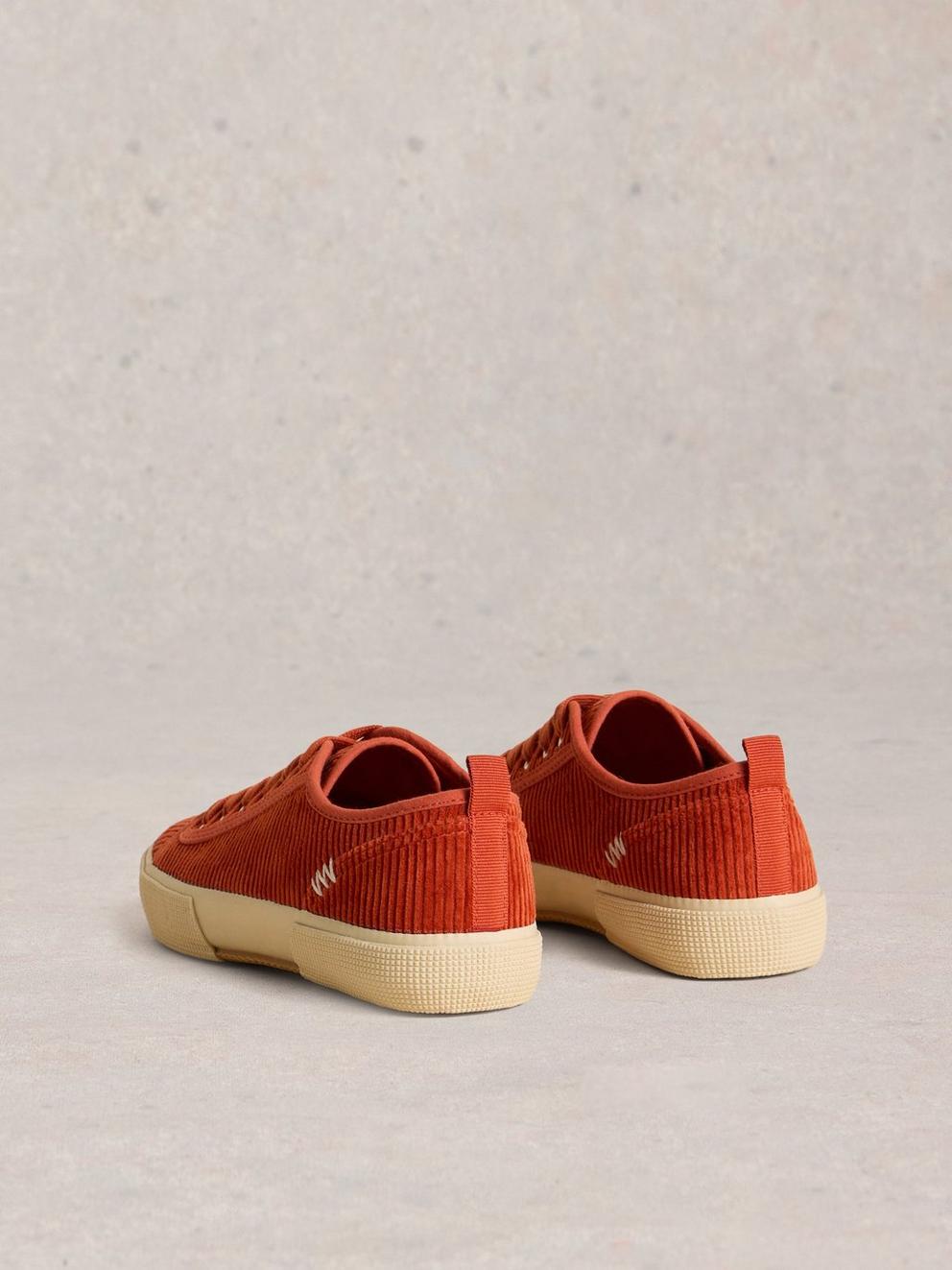 Pippa Cord Lace Up Trainer in DK ORANGE - FLAT BACK