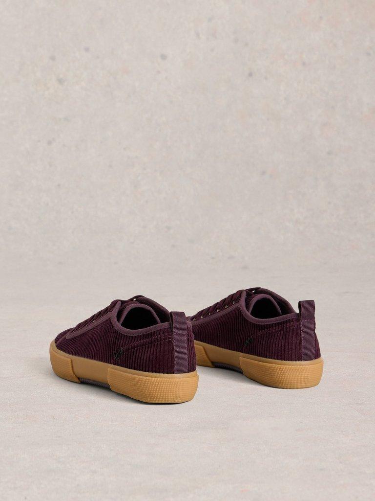 Pippa Cord Lace Up Trainer in DK PLUM - FLAT BACK