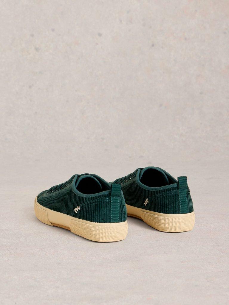 Pippa Cord Lace Up Trainer in DK TEAL - FLAT BACK