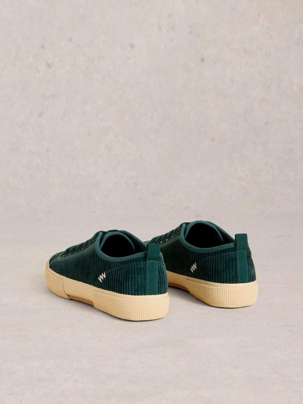 Pippa Cord Lace Up Trainer in DK TEAL - FLAT BACK
