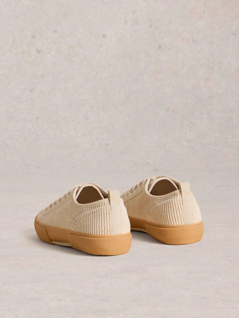 Pippa Cord Lace Up Trainer in LGT NAT - FLAT BACK