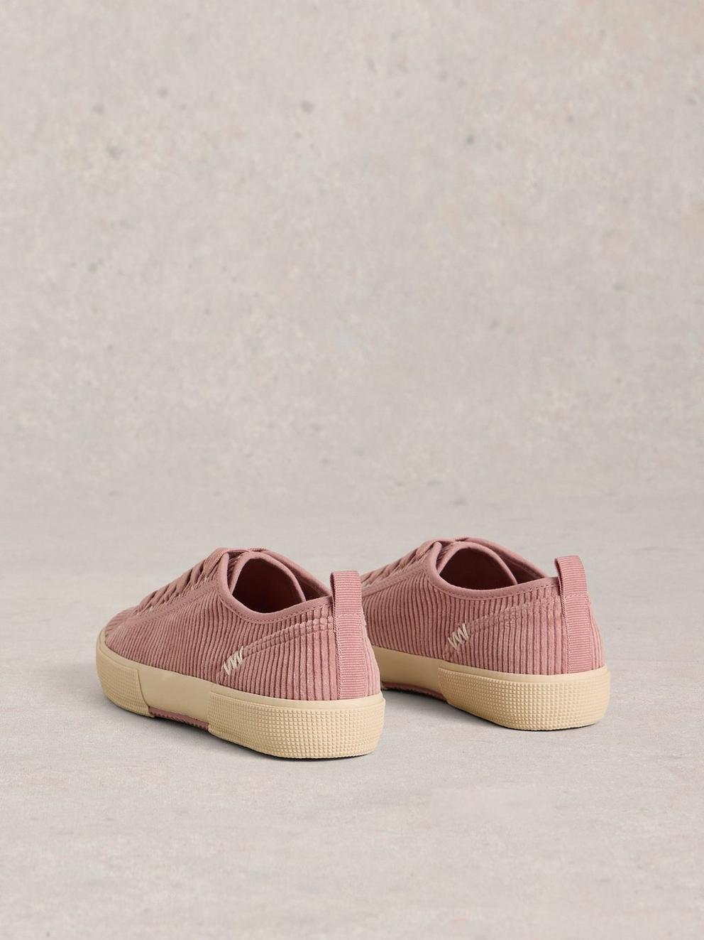 Pippa Cord Lace Up Trainer in LGT PINK - FLAT BACK