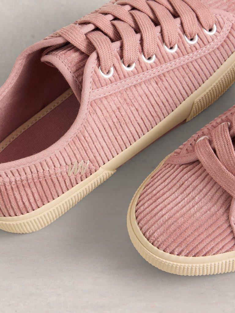 Pippa Cord Lace Up Trainer in LGT PINK - FLAT DETAIL
