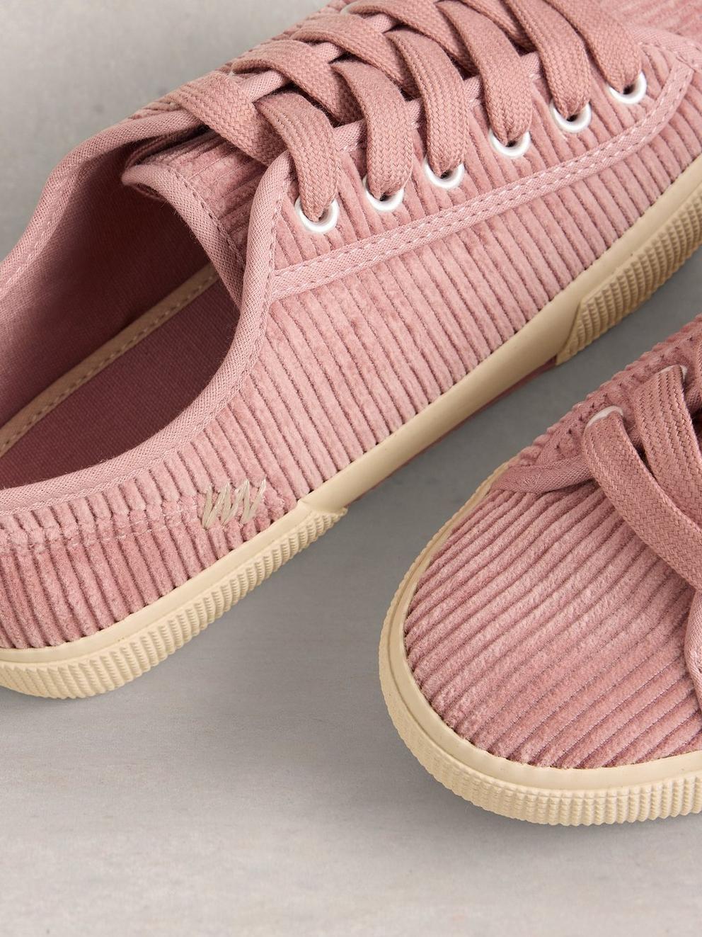 Pippa Cord Lace Up Trainer in LGT PINK - FLAT DETAIL