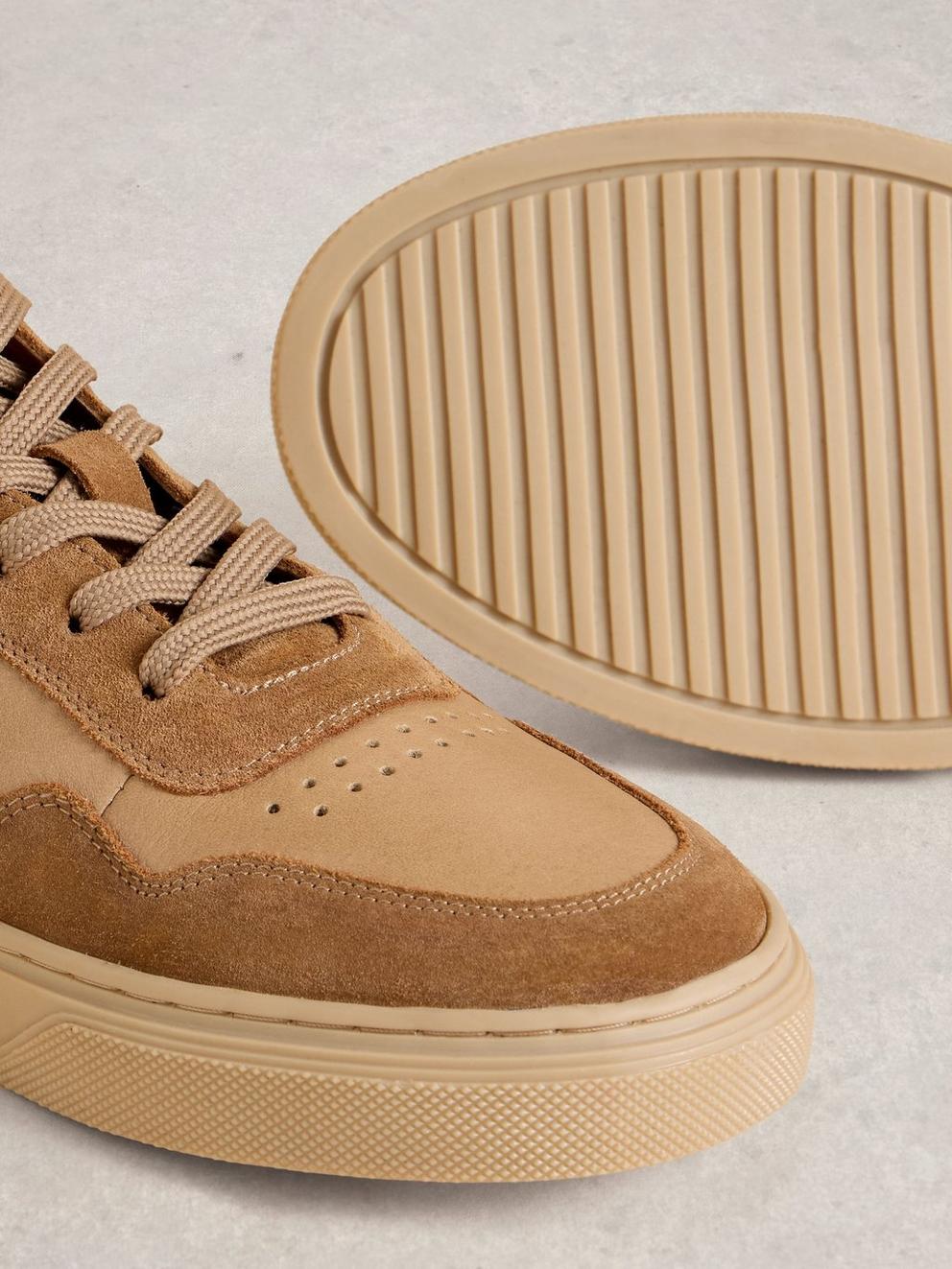 Les Leather Lace Up Sneaker in TAN MULTI - FLAT DETAIL