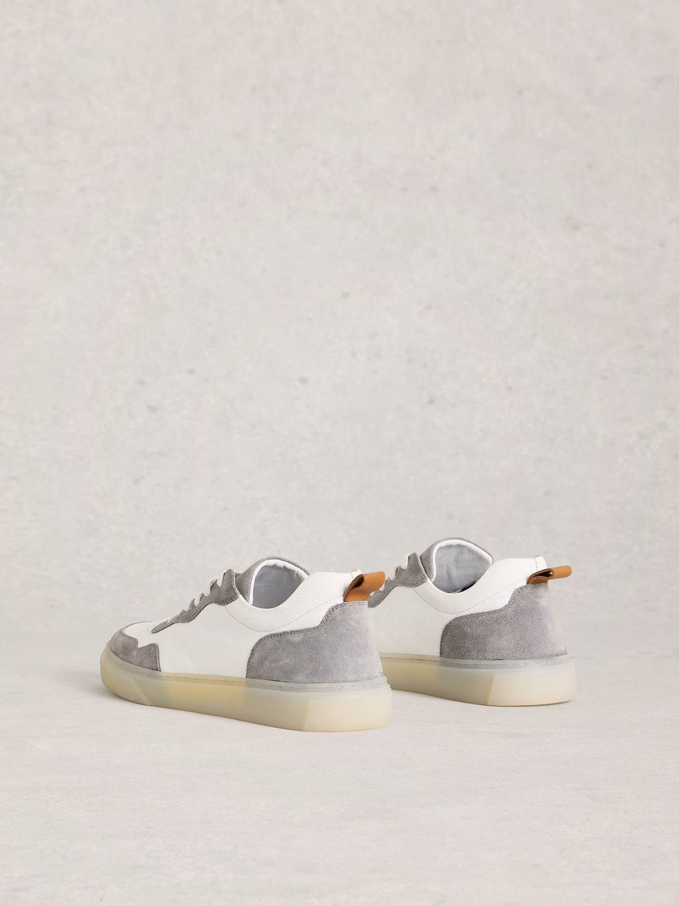 Les Leather Lace Up Sneaker in WHITE MLT - FLAT BACK