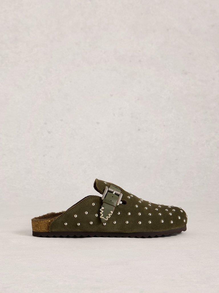 Myrtle Studded Slip On Footbed in KHAKI GRN - LIFESTYLE