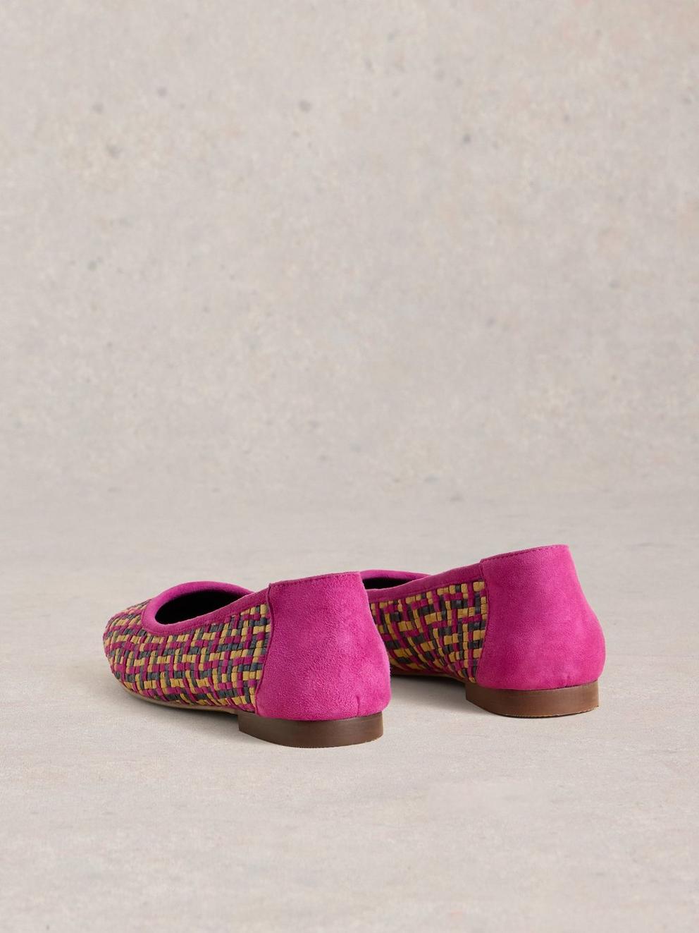 Ellie Woven Ballerina in PINK MLT - FLAT BACK
