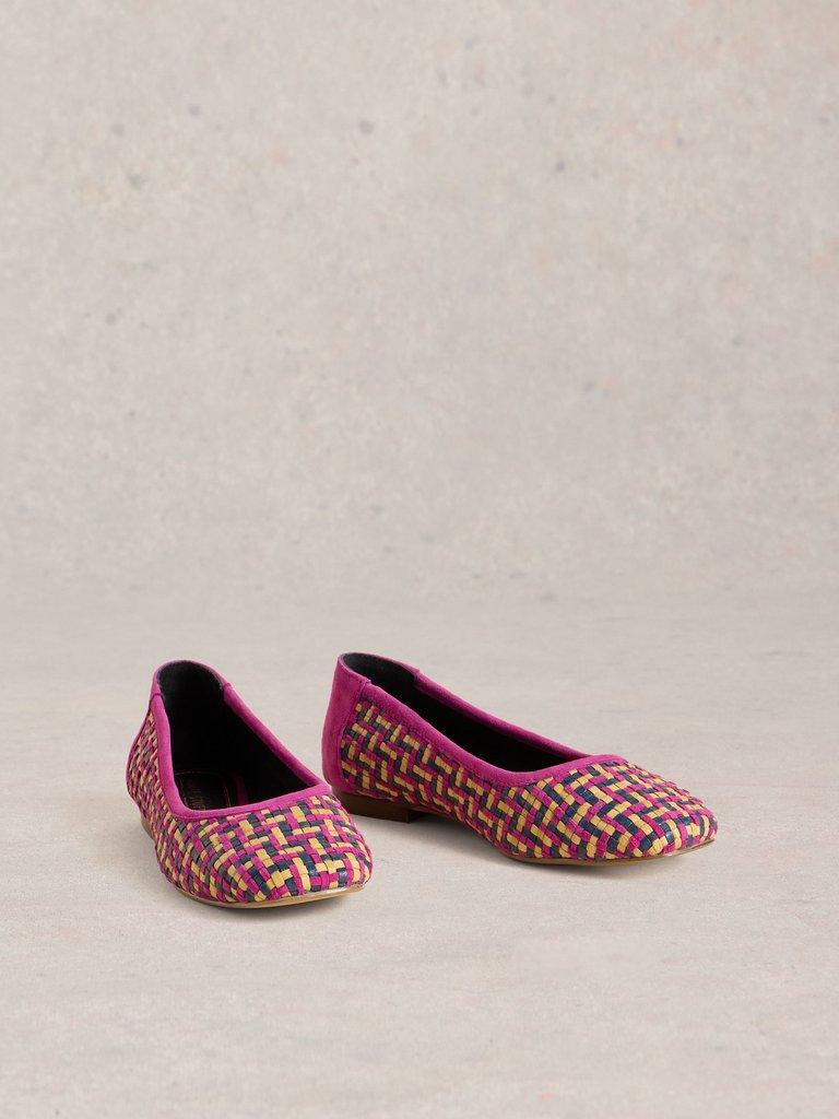 Ellie Woven Ballerina in PINK MLT - FLAT FRONT