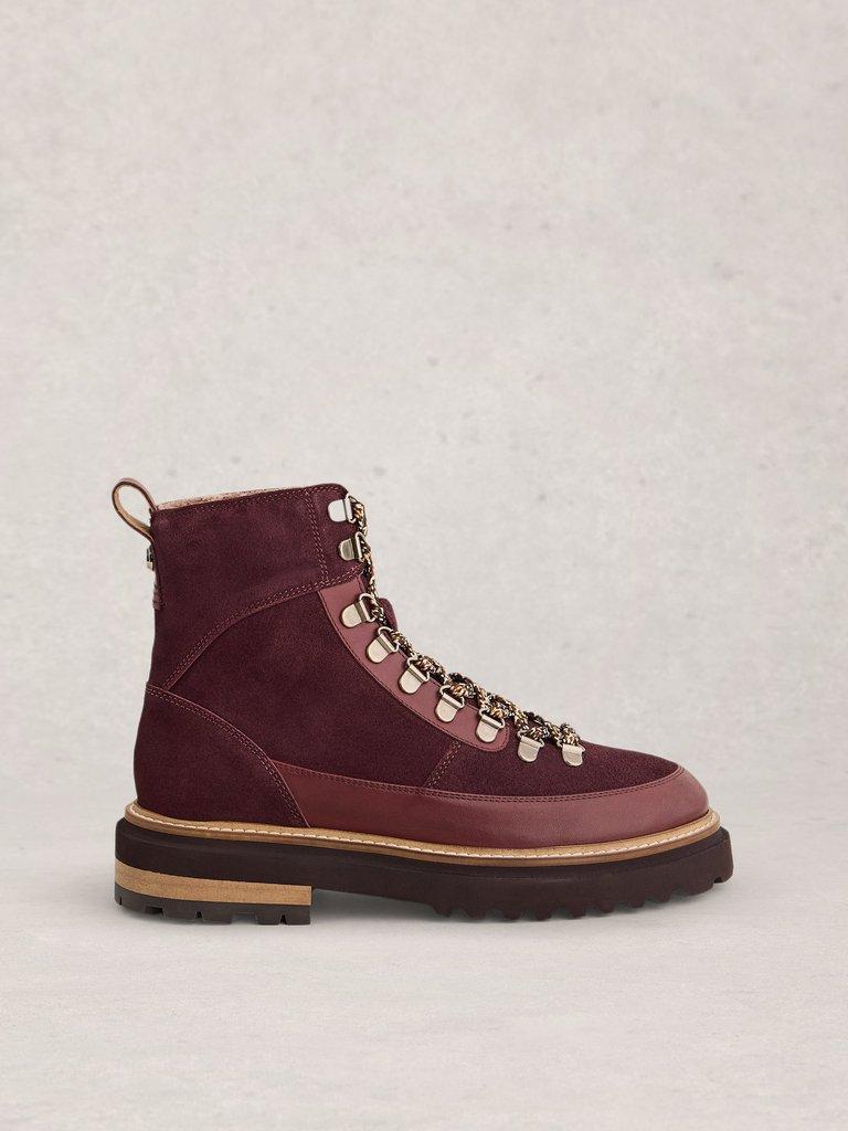 Olive Hiker Flat Sole Boot in DK PLUM - LIFESTYLE