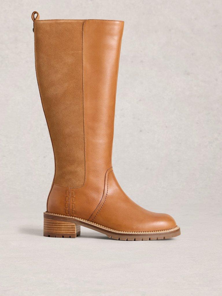 Serena Leather Knee High Boots in MID TAN - LIFESTYLE