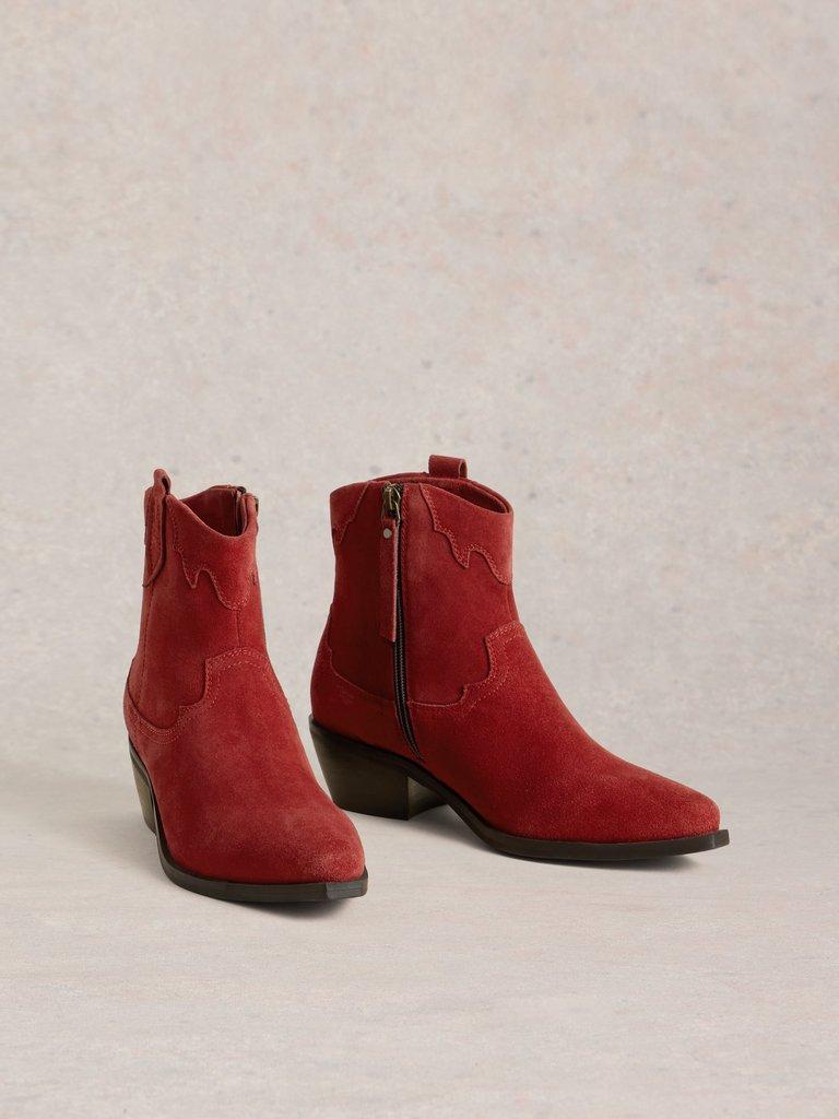 Jenny Western Boot in BRT RED - FLAT FRONT