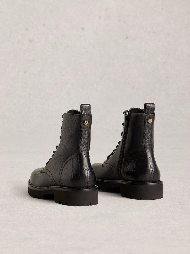 Darcey Lace Up Boot in PURE BLK - FLAT BACK