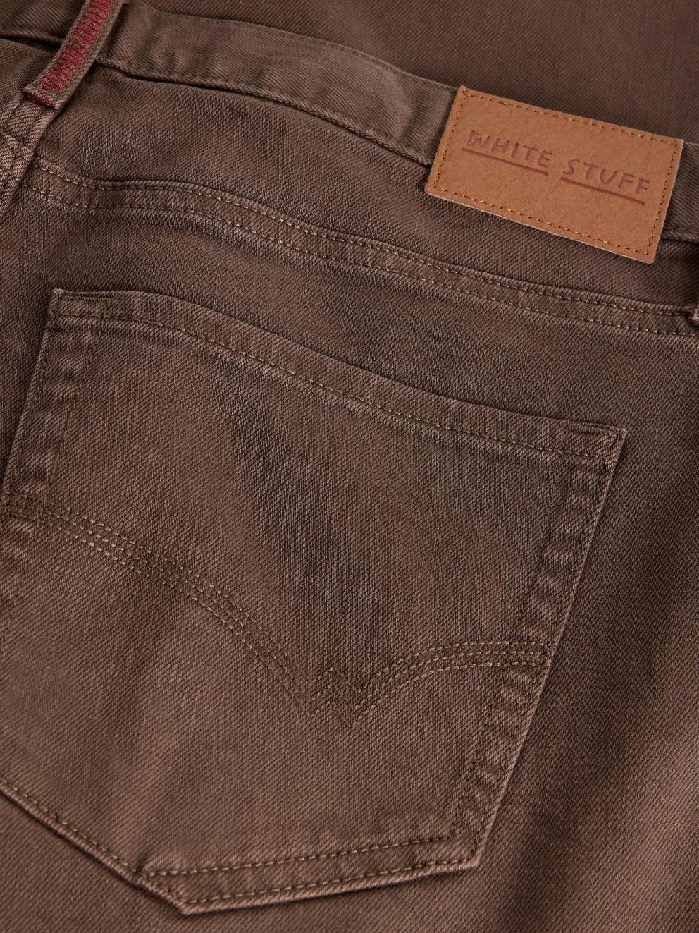 Garment Dye Eastwood Jean in MID BROWN - FLAT DETAIL