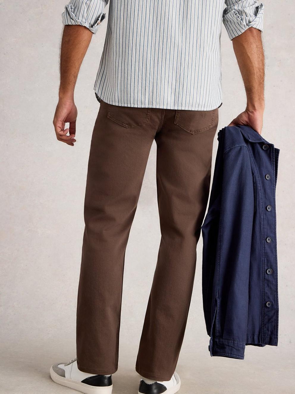 Garment Dye Eastwood Jean in MID BROWN - MODEL BACK