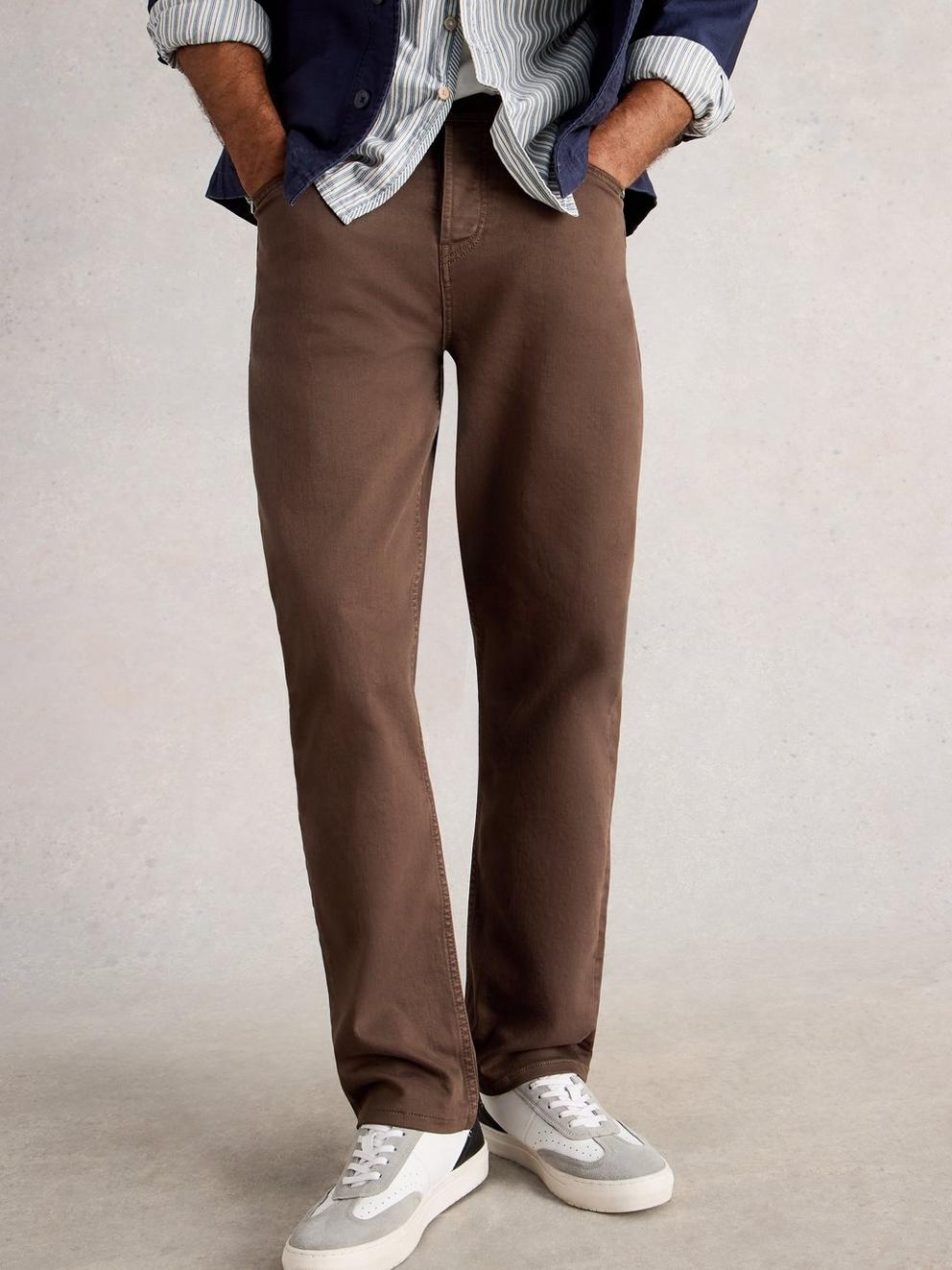 Garment Dye Eastwood Jean in MID BROWN - MODEL DETAIL