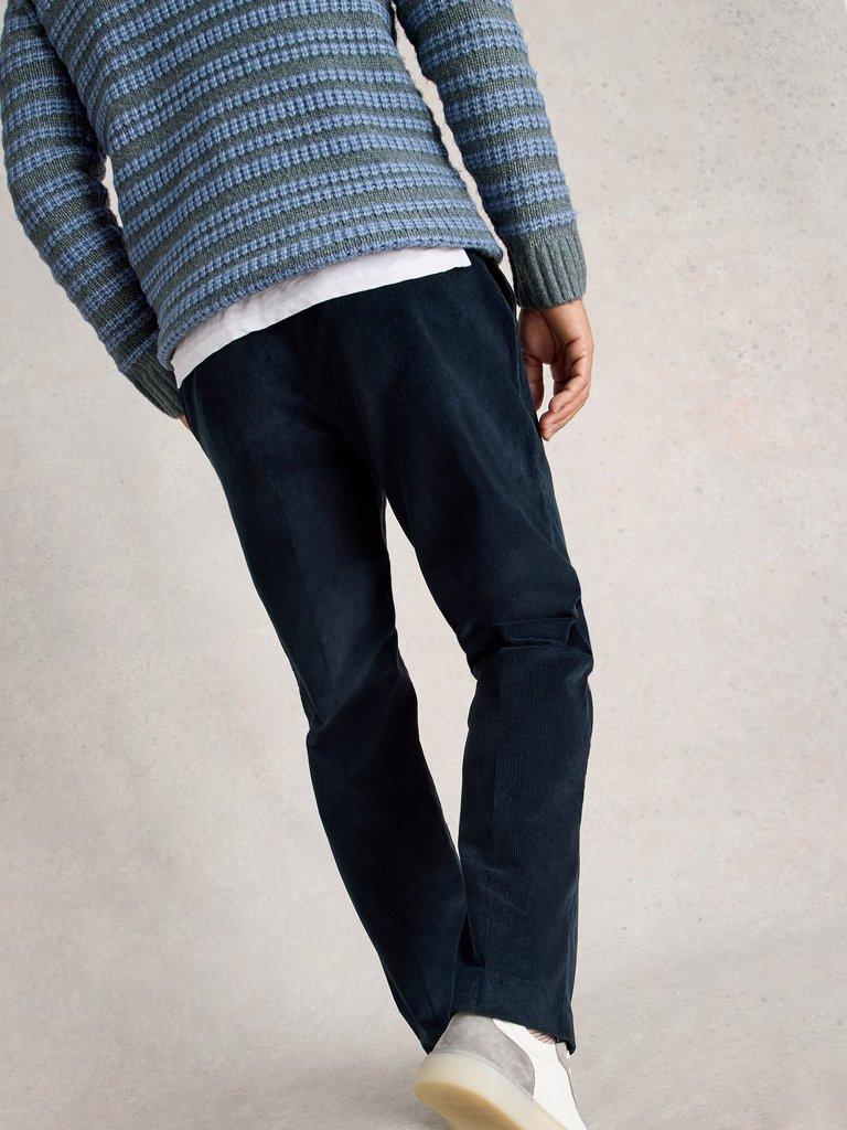 Corduroy Trouser in DARK NAVY - MODEL BACK