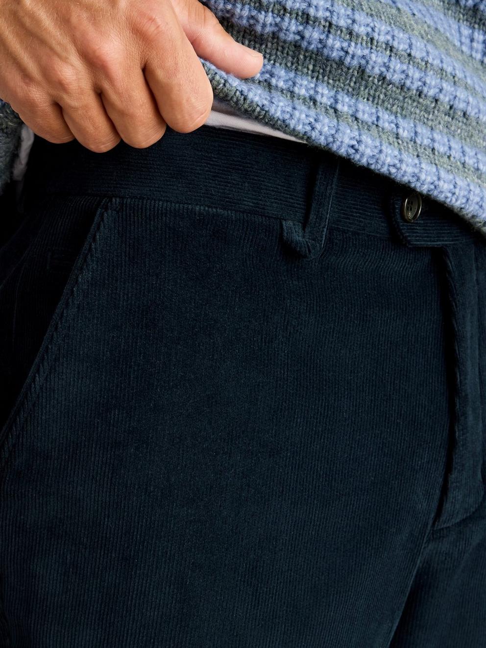 Corduroy Trouser in DARK NAVY - MODEL DETAIL
