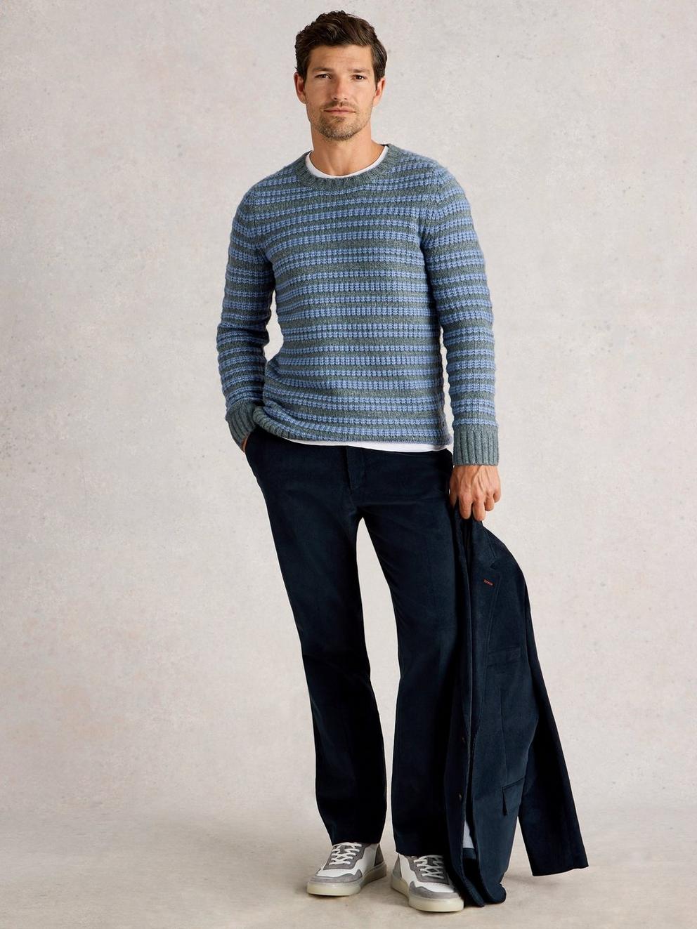 Corduroy Trouser in DARK NAVY - MODEL FRONT
