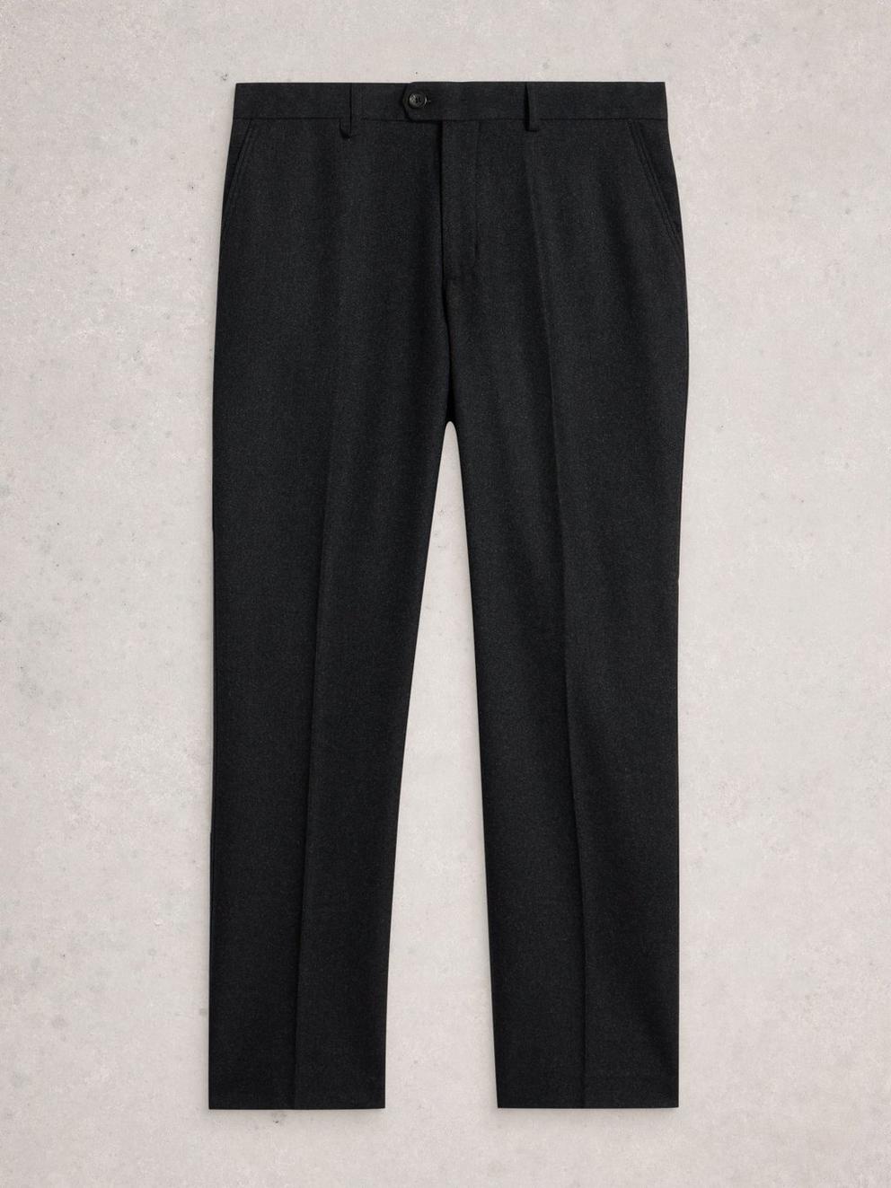 Wool Blend Trouser in CHARC GREY - FLAT FRONT