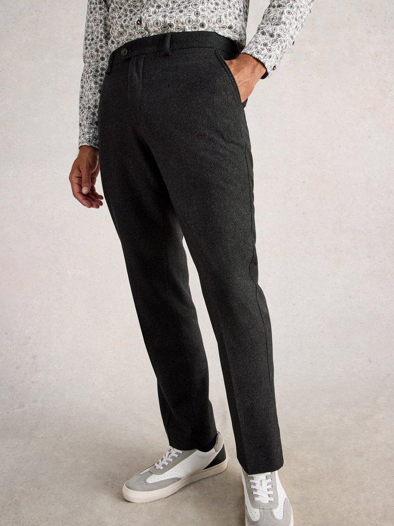 Wool Blend Trouser in CHARC GREY - MODEL DETAIL