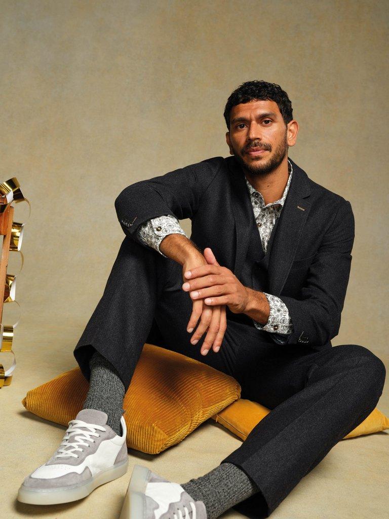 Wool Blend Trouser in CHARC GREY - MIXED