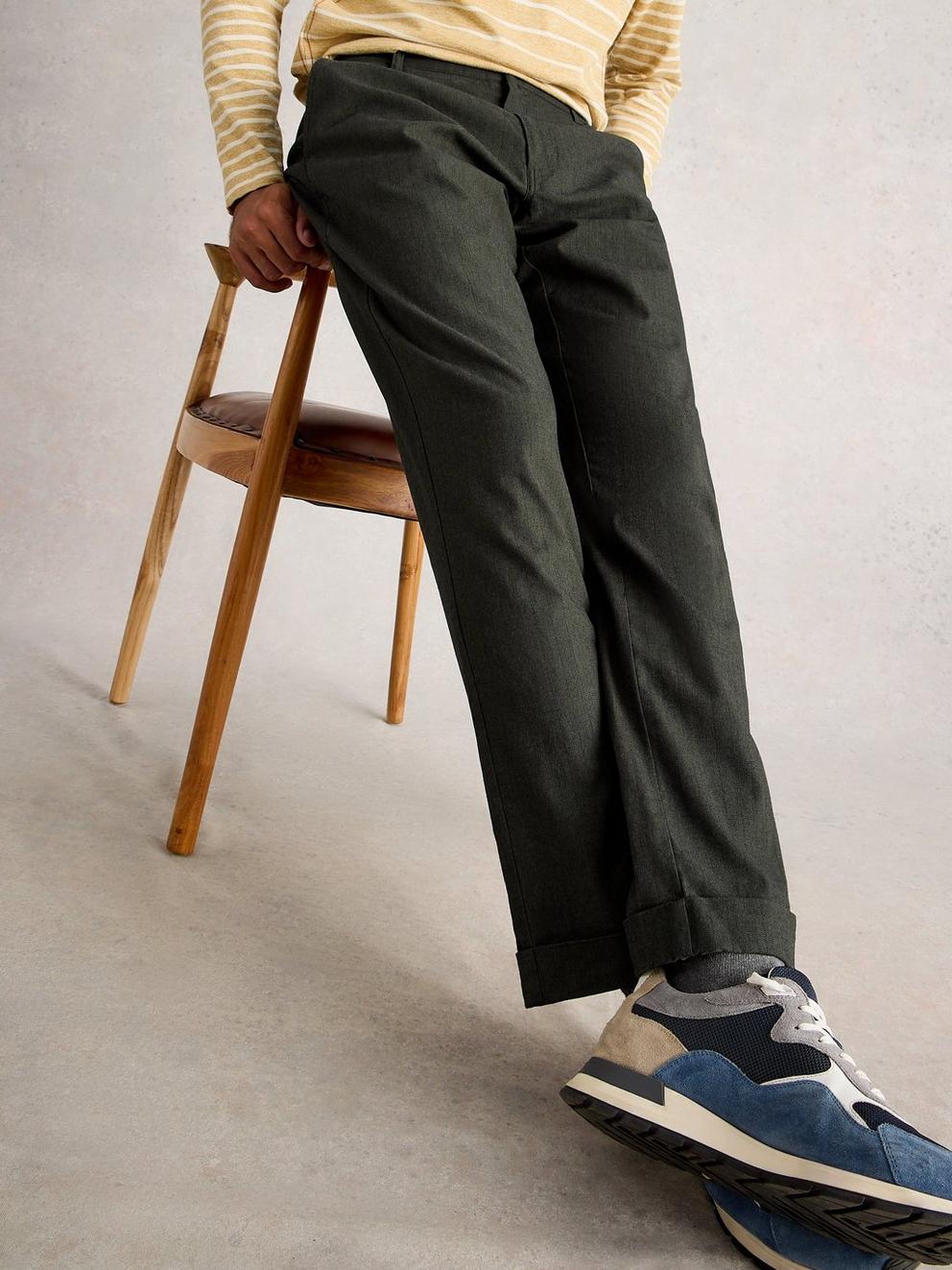 Mens Herringbone Trouser in KHAKI GRN - LIFESTYLE