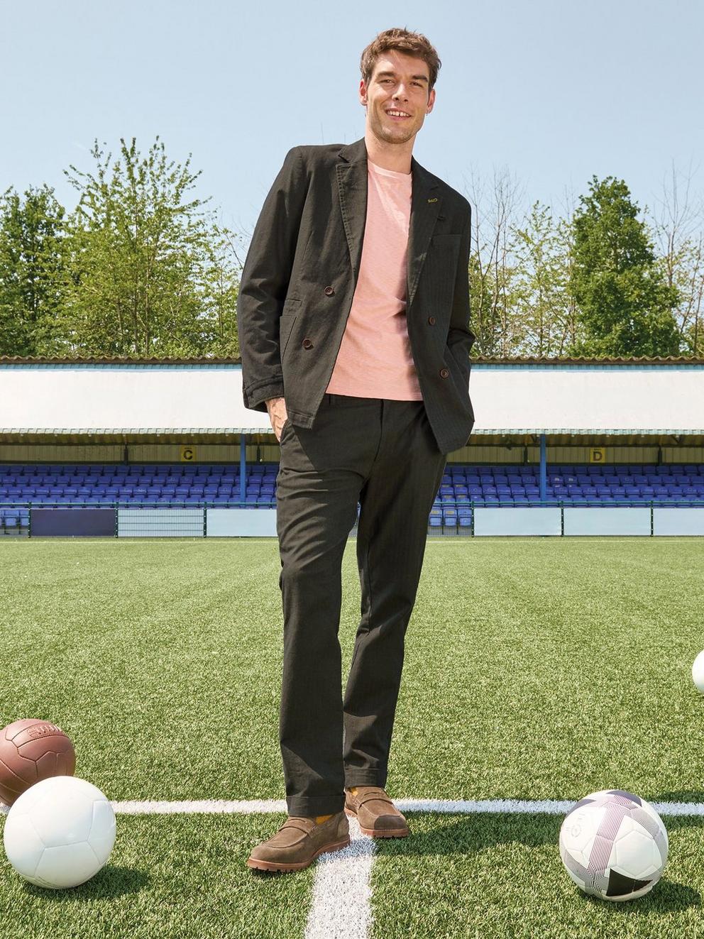 Mens Herringbone Trouser in KHAKI GRN - MIXED