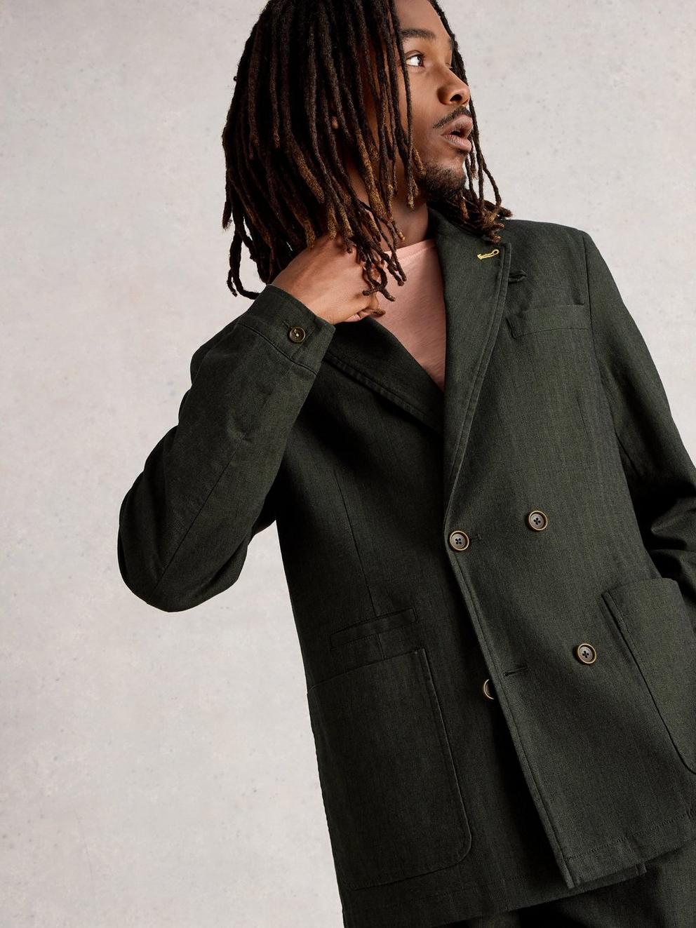 Herringbone Blazer in KHAKI GRN - LIFESTYLE