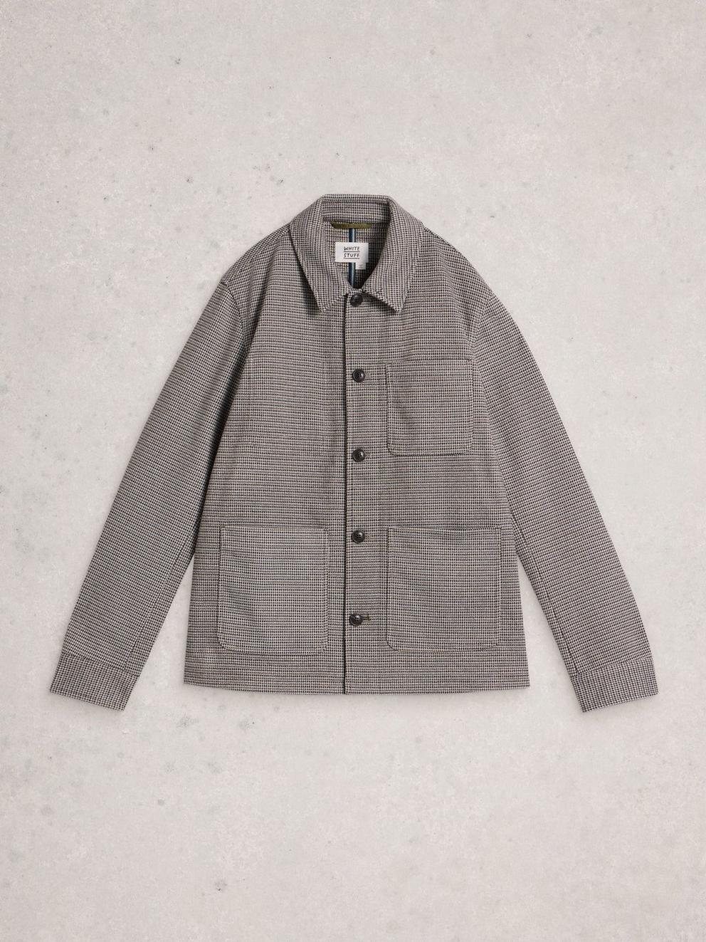 Houndstooth Worker Jacket in GREY MLT - FLAT FRONT