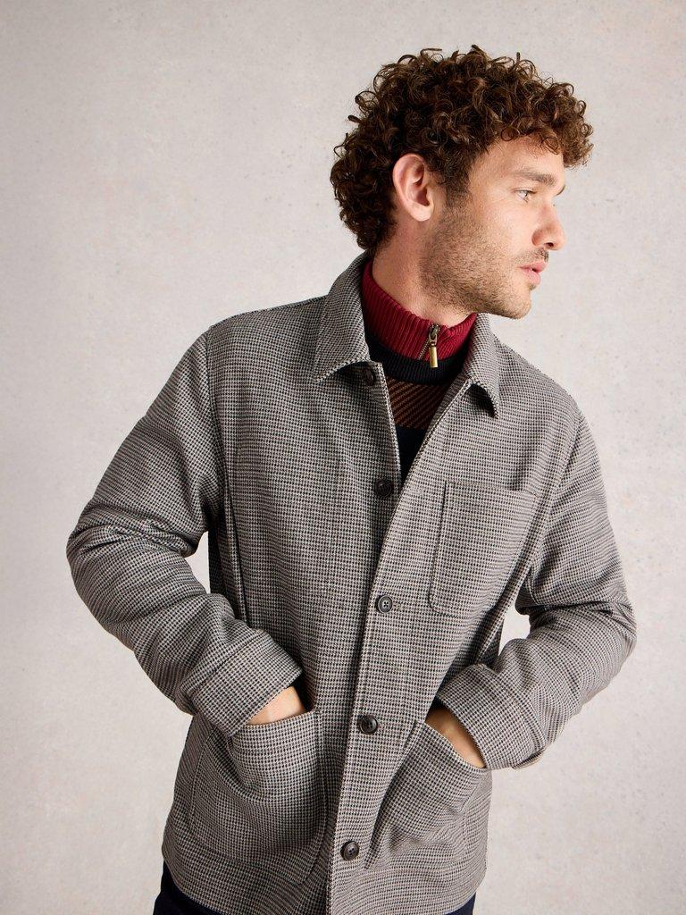 Houndstooth Worker Jacket in GREY MLT - LIFESTYLE