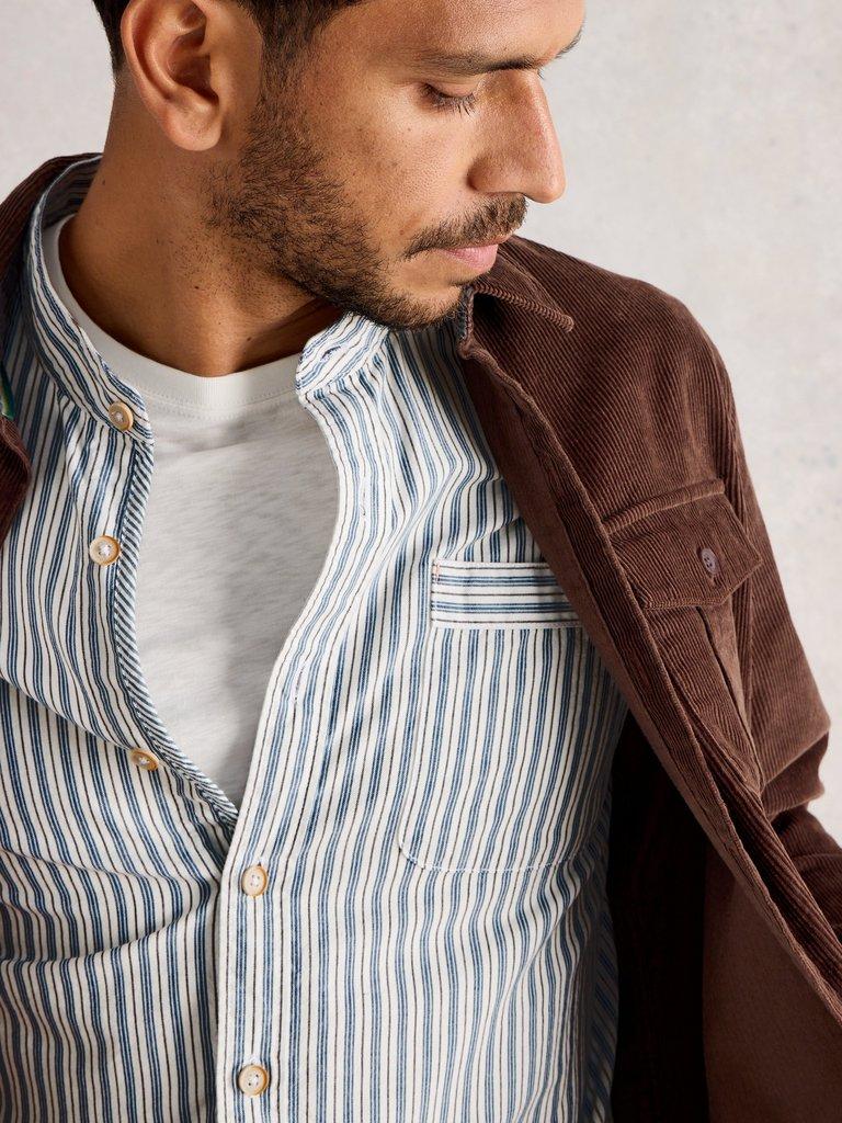 Alnwick Grandad Stripe Shirt in BLUE MLT - LIFESTYLE