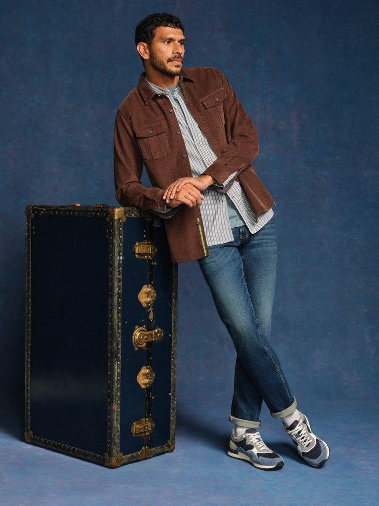 Alnwick Grandad Stripe Shirt in BLUE MLT - MIXED