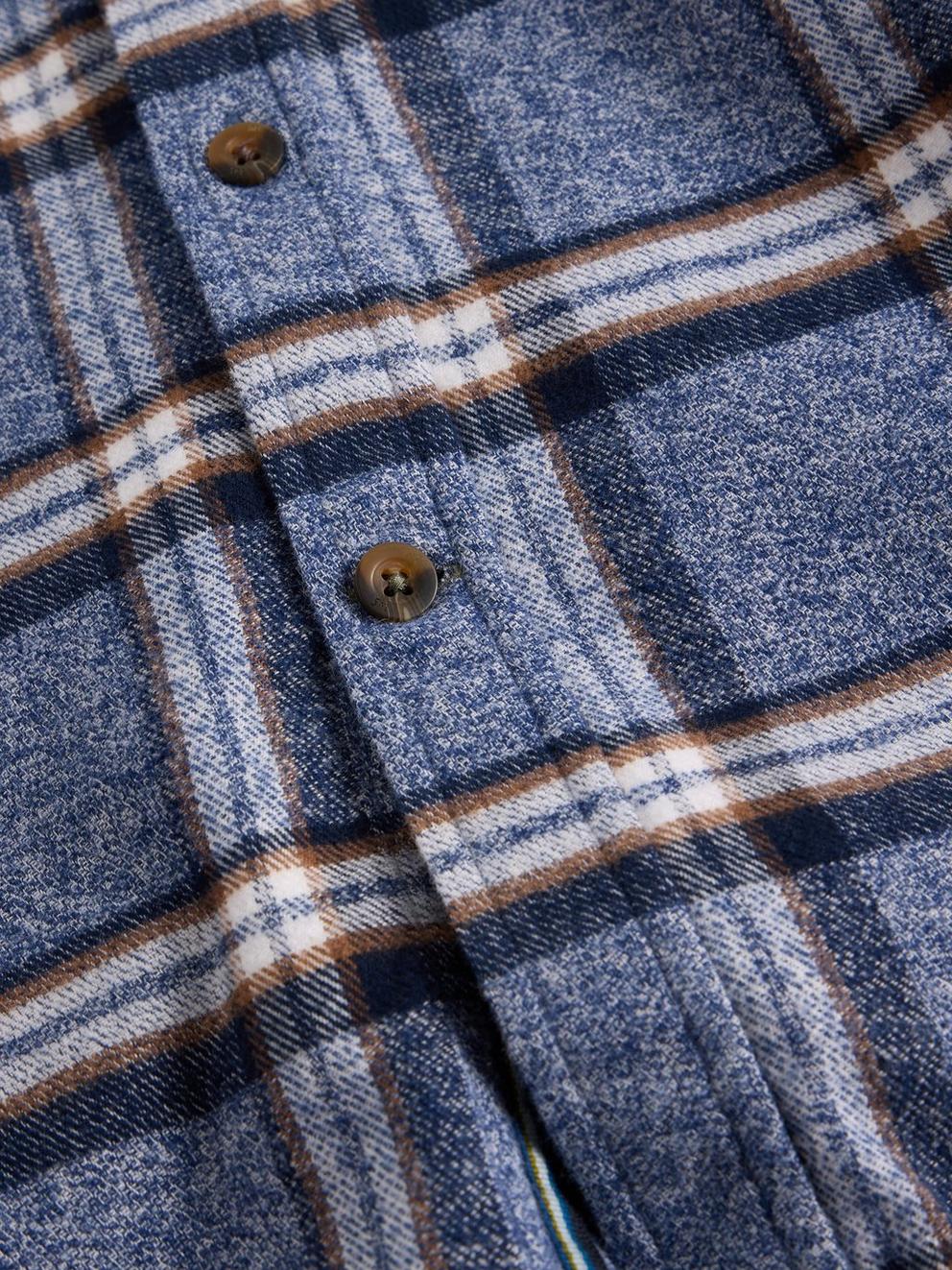 Barton Marl Check Shirt in BLUE MLT - FLAT DETAIL