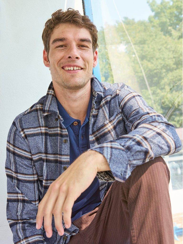 Barton Marl Check Shirt in BLUE MLT - MIXED