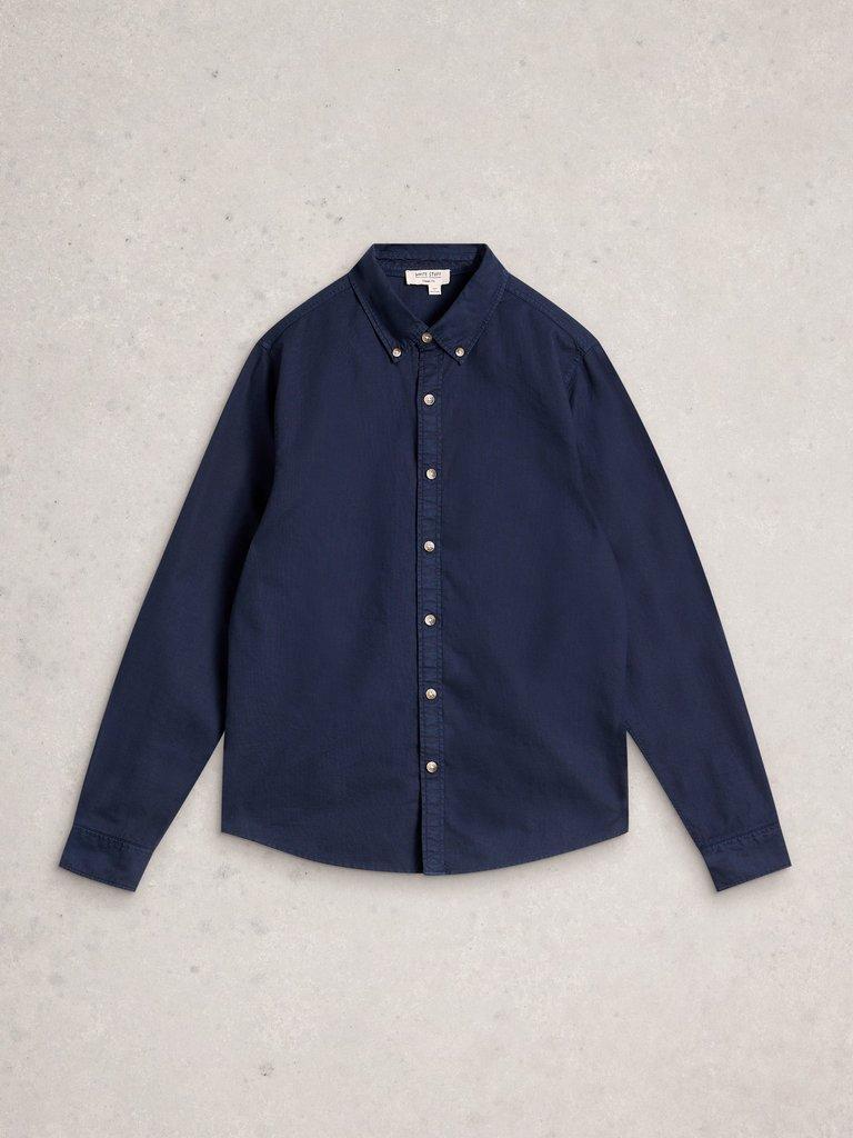 Bruton Oxford Long Sleeve Shirt in DARK NAVY - FLAT FRONT