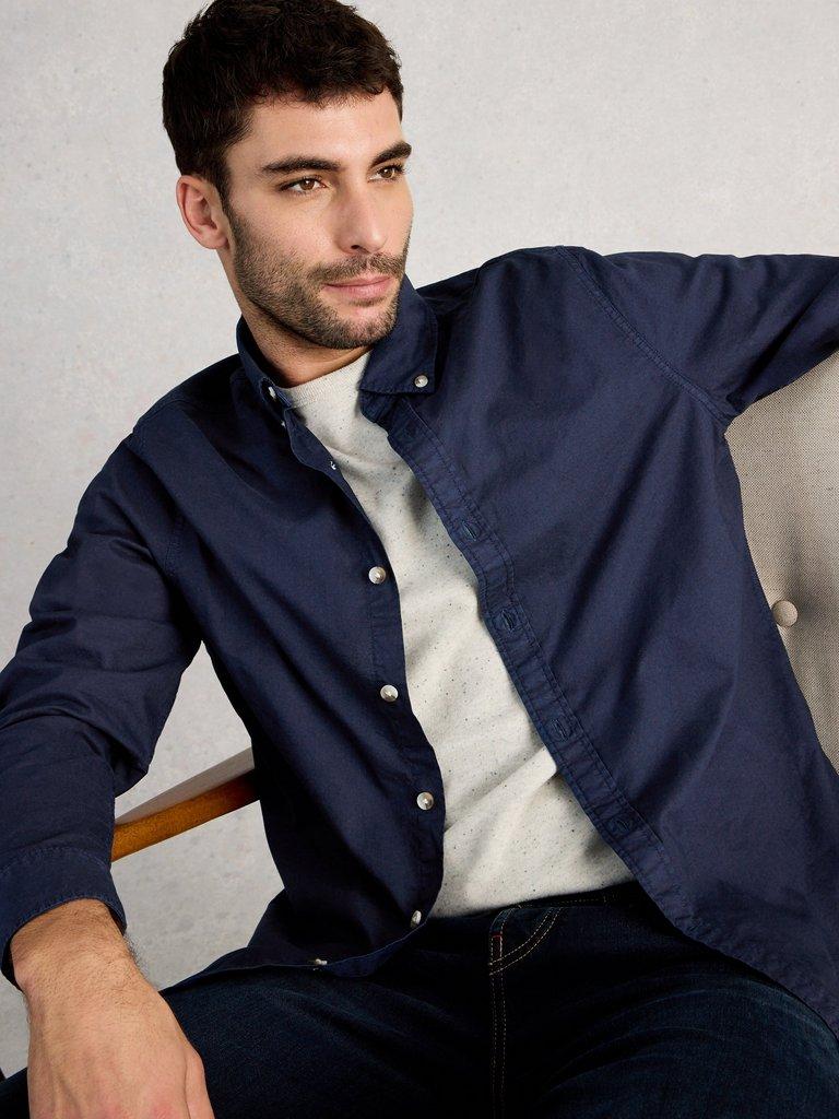 Bruton Oxford Long Sleeve Shirt in DARK NAVY - LIFESTYLE