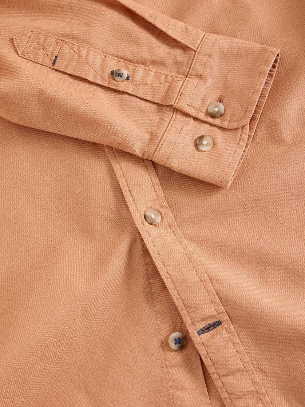 Bruton Oxford Long Sleeve Shirt in DUS PINK - FLAT DETAIL