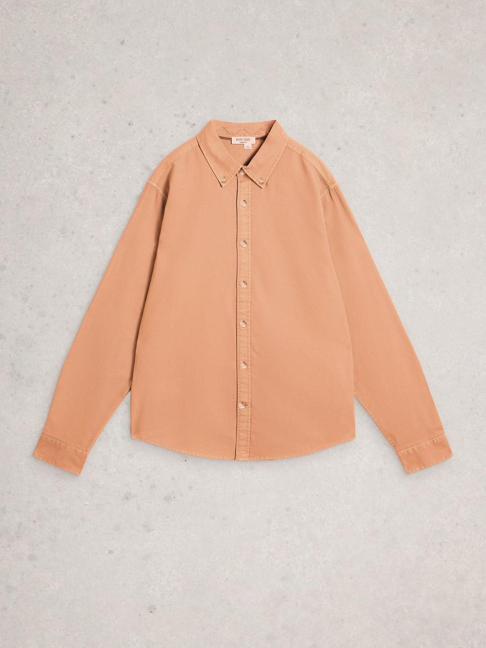 Bruton Oxford Long Sleeve Shirt in DUS PINK - FLAT FRONT