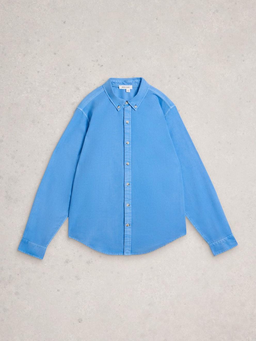 Bruton Oxford Long Sleeve Shirt in LGT BLUE - FLAT FRONT
