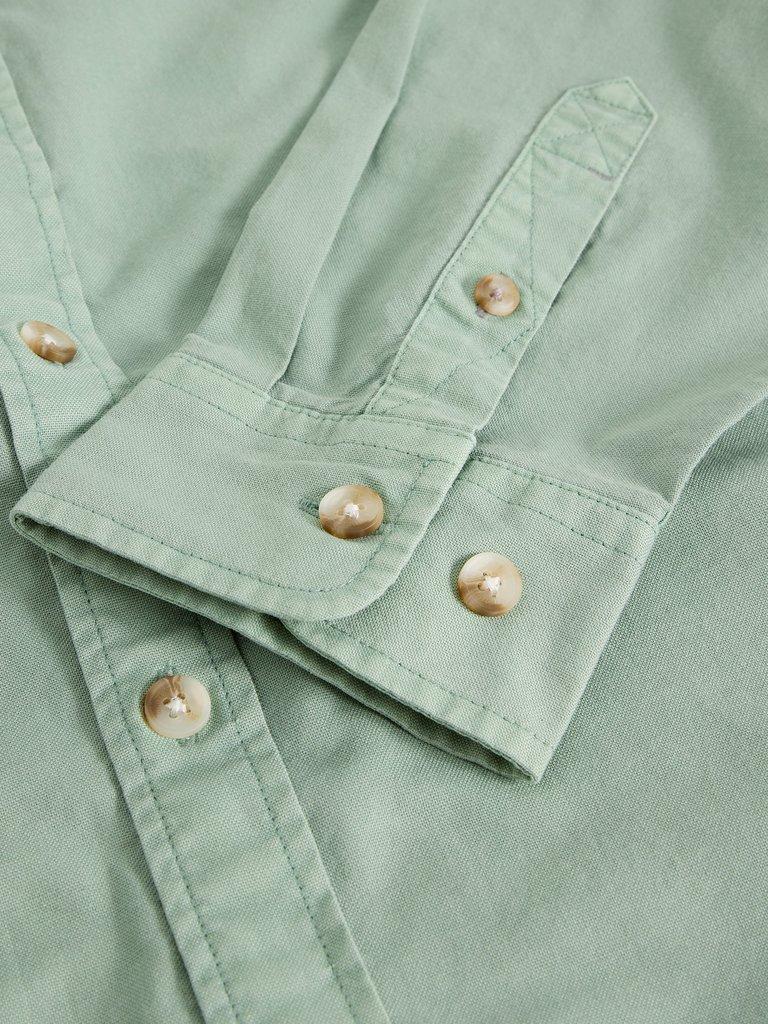 Bruton Oxford Long Sleeve Shirt in LGT GREEN - FLAT DETAIL