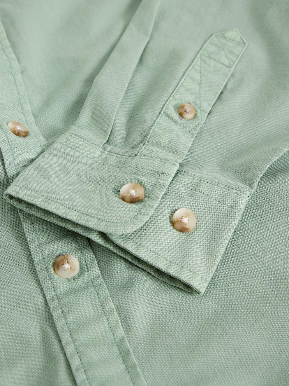 Bruton Oxford Long Sleeve Shirt in LGT GREEN - FLAT DETAIL