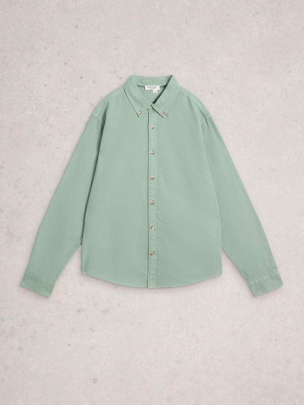 Bruton Oxford Long Sleeve Shirt in LGT GREEN - FLAT FRONT