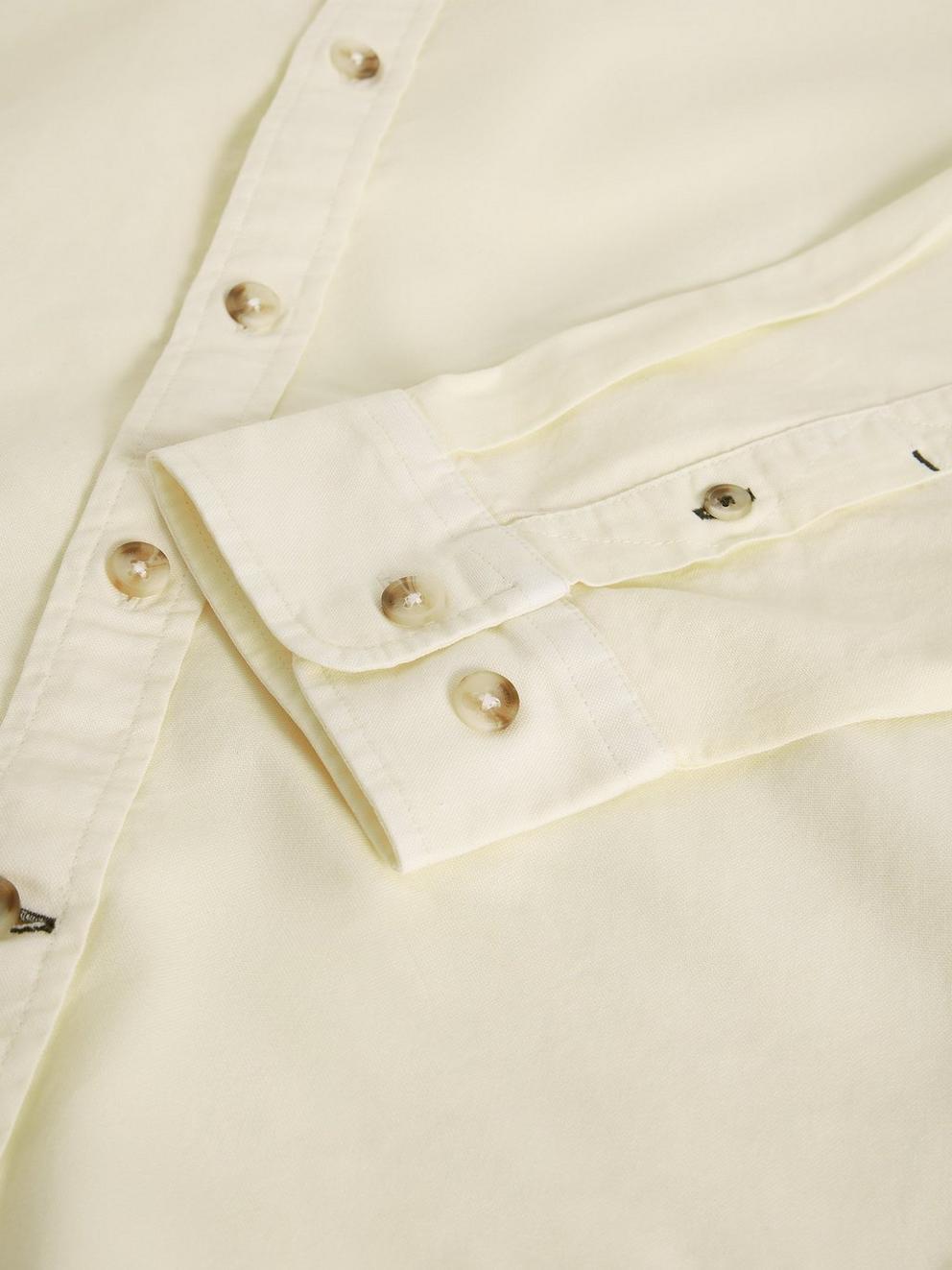 Bruton Oxford Long Sleeve Shirt in NAT WHITE - FLAT DETAIL