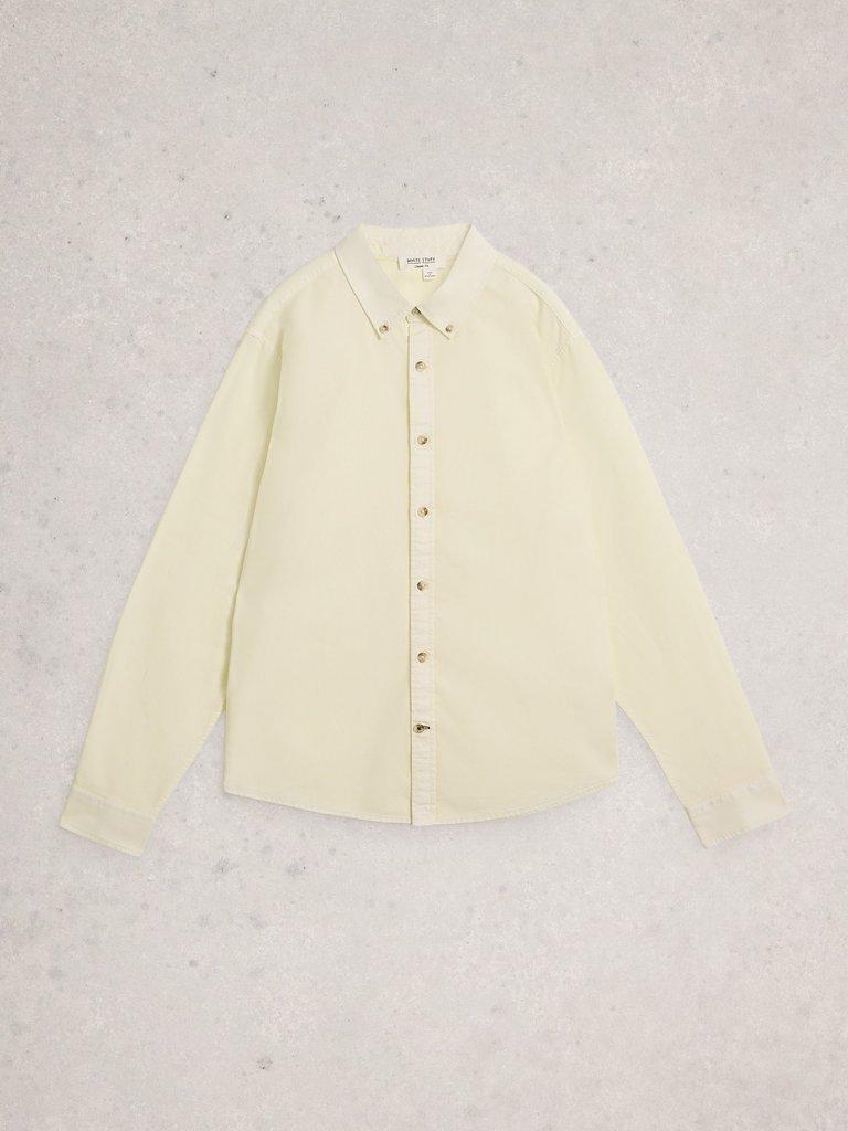 Bruton Oxford Long Sleeve Shirt in NAT WHITE - FLAT FRONT