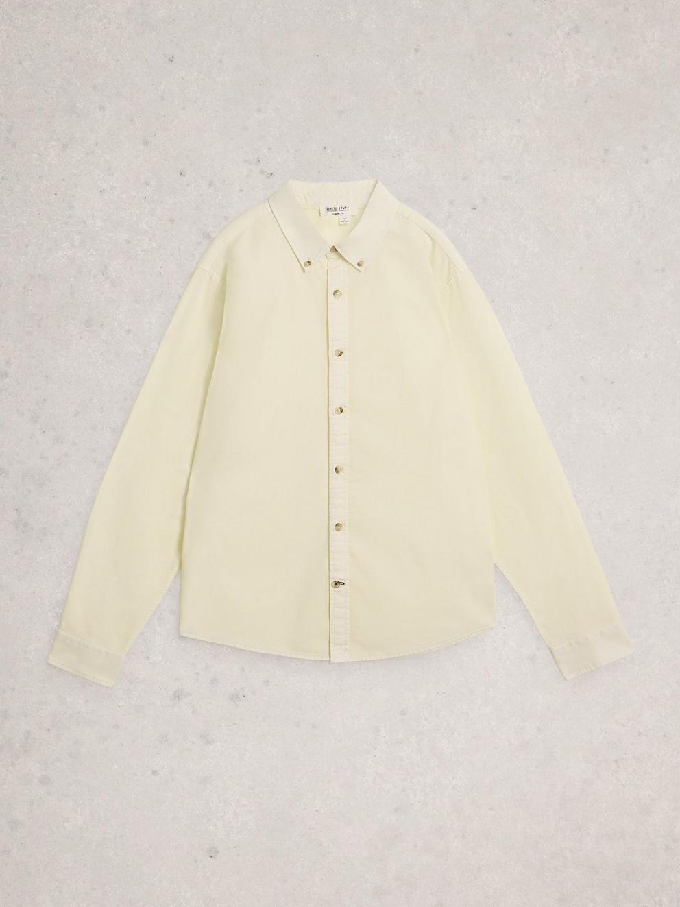 Bruton Oxford Long Sleeve Shirt in NAT WHITE - FLAT FRONT
