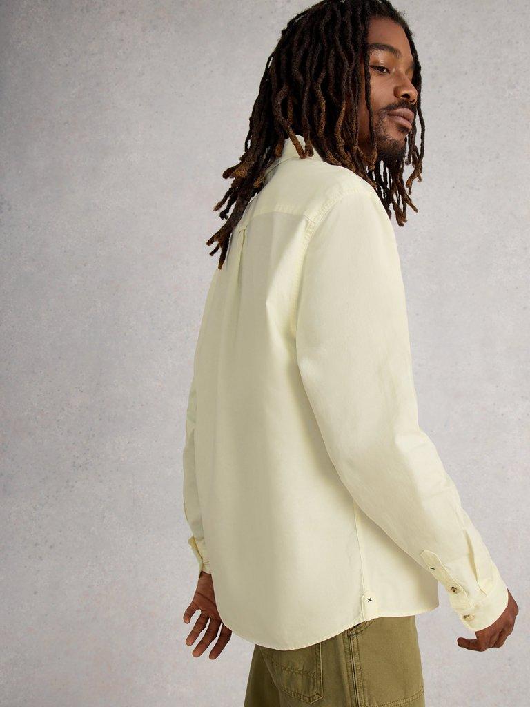 Bruton Oxford Long Sleeve Shirt in NAT WHITE - MODEL BACK
