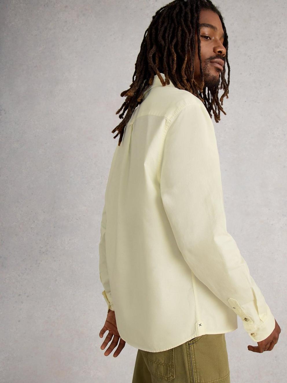 Bruton Oxford Long Sleeve Shirt in NAT WHITE - MODEL BACK